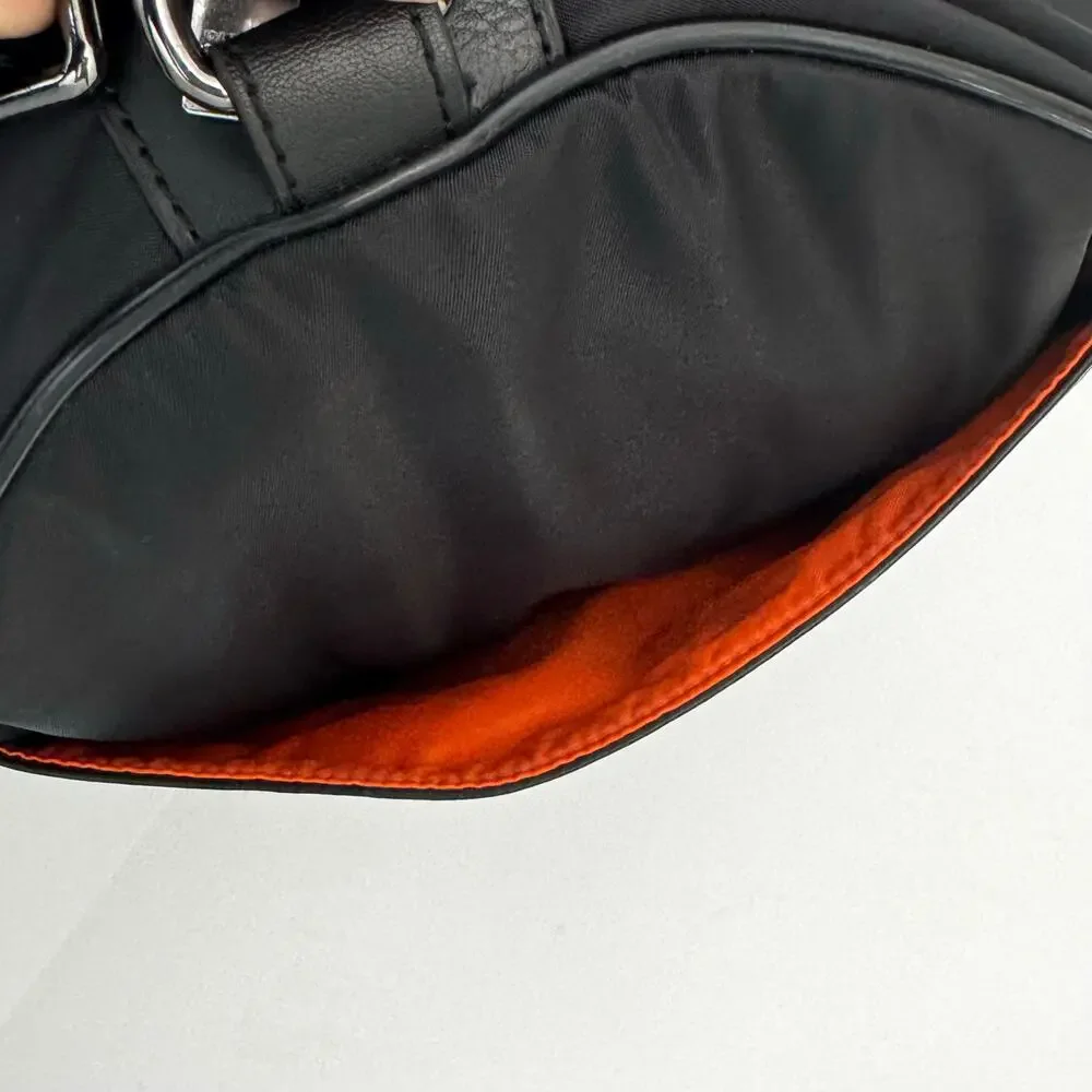 Diesel On The Road M-Flying Duffle Bag Nylon Embroidered Leather Trim Black Mens
